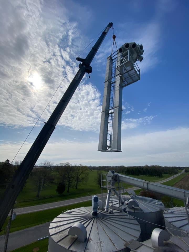 Installing rad grain elevators in the grain storage
