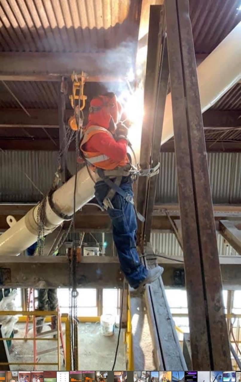 Man safely welding