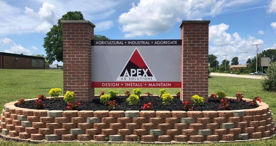 Apex AG Solutions logo sign outside of the office
